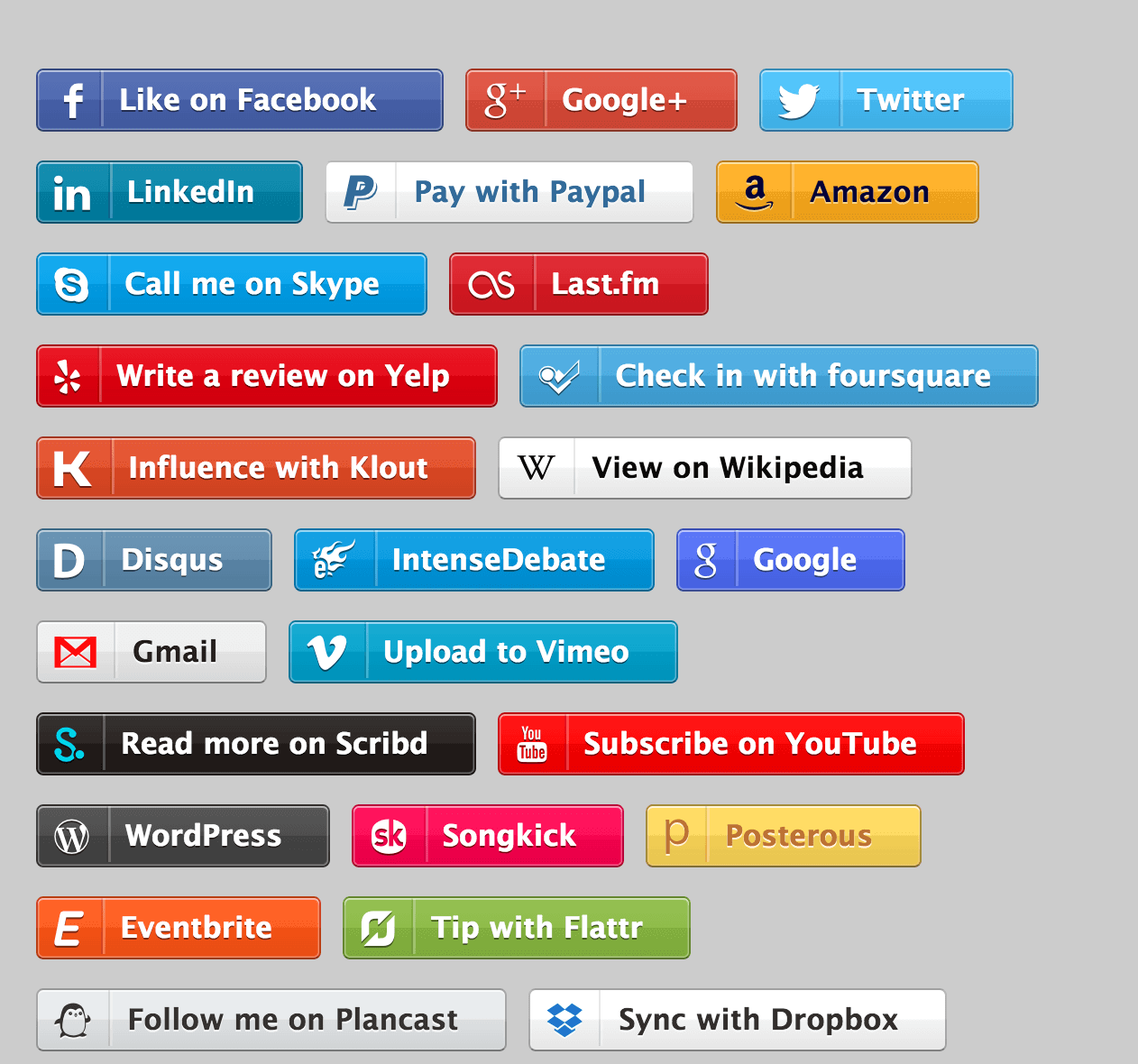 Boutons et icônes sociaux CSS