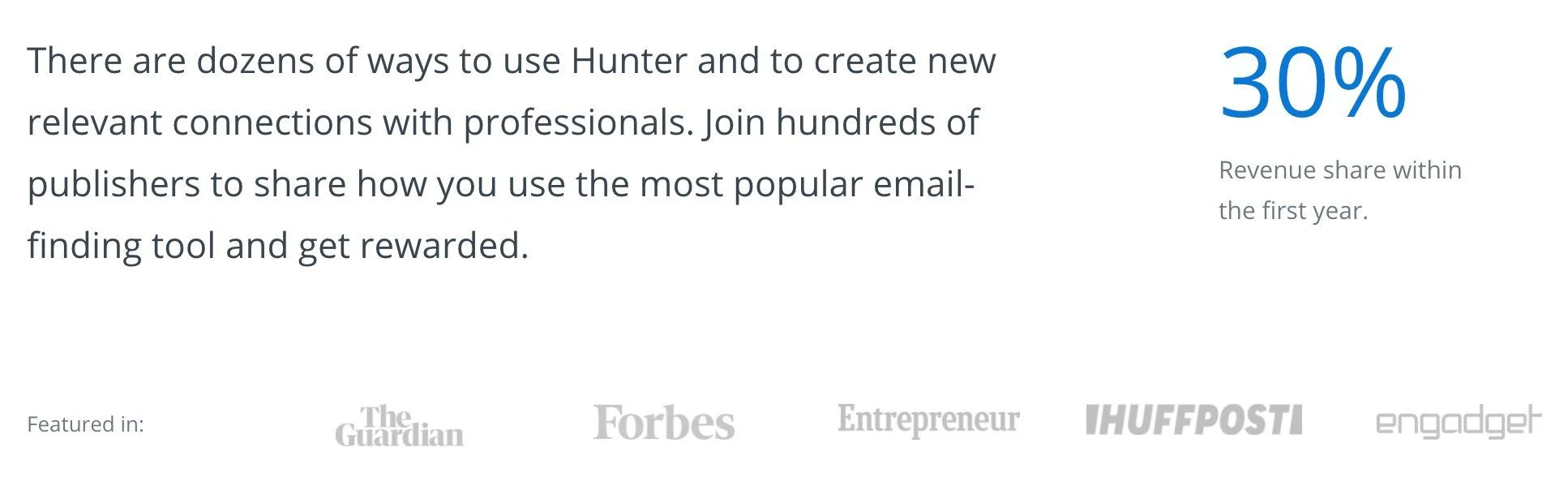 通过 WordPress 网站获利的 10 大最佳联盟计划 16 Hunter.io Affiliate Program