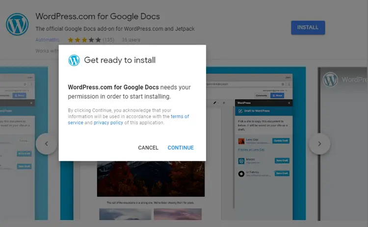 WordPress.com per Google Docs