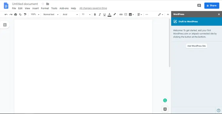 Aggiungi il sito WordPress a Google Docs