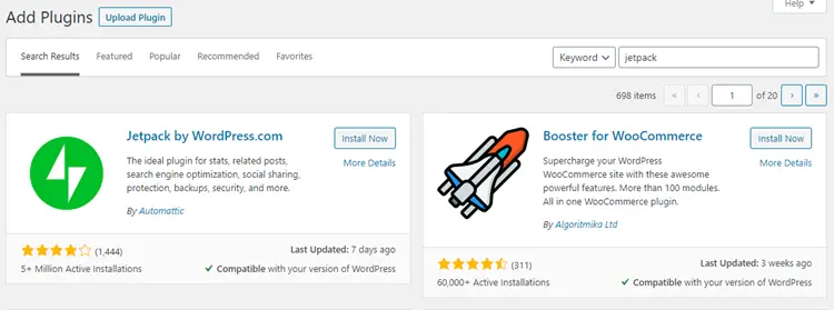 Installa e attiva il plug-in Jetpack