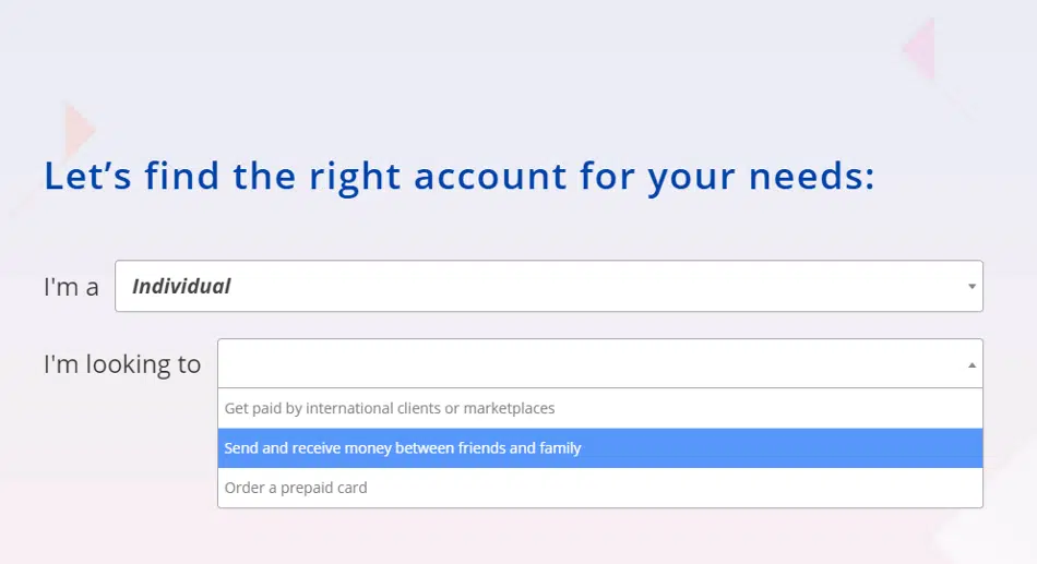 Tipo de conta Payoneer