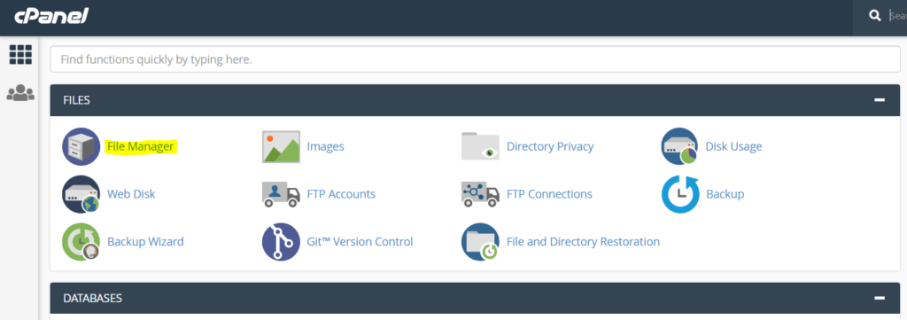 คลิกที่ตัวจัดการไฟล์ในแผงควบคุม cpanel