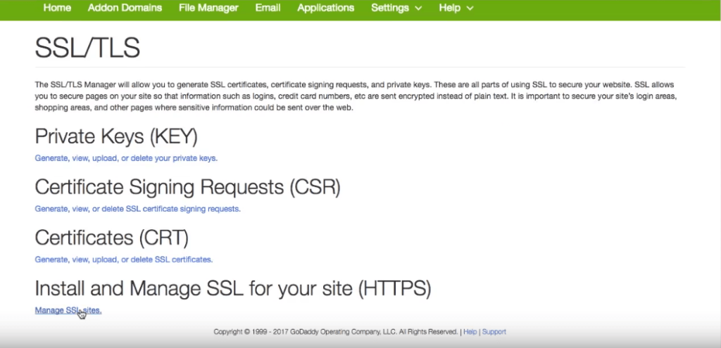 cpanel จัดการไซต์ ssl
