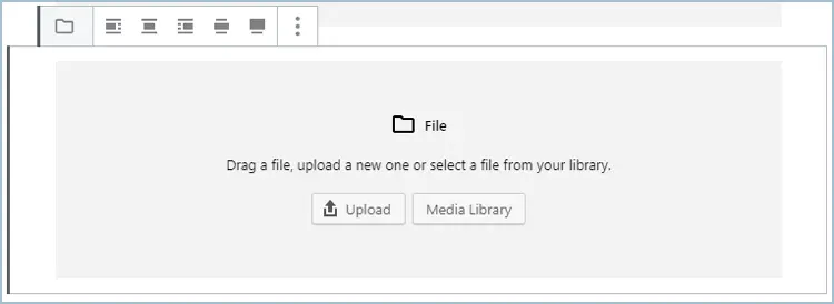 Blocco file Gutenberg