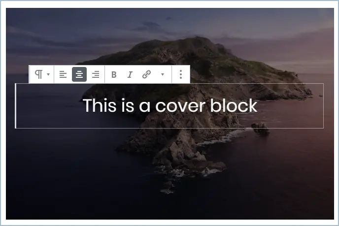 Blocco di copertura Gutenberg