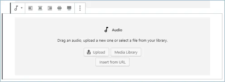 Blocco audio Gutenberg