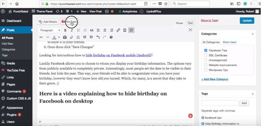Kliknij przycisk „YouTube”
