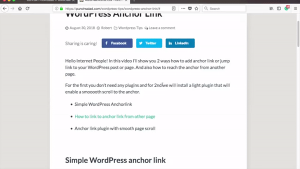 Przewiń link do kotwicy wordpress
