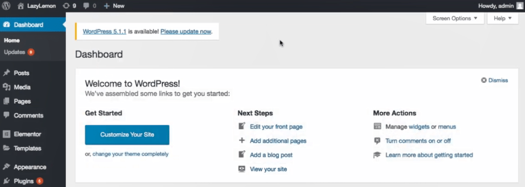 WordPress-Dashboard