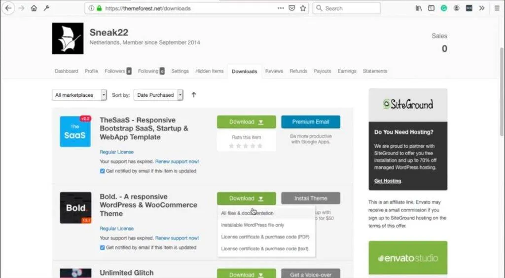 Themeforest für WordPress herunterladen – Schritt 3