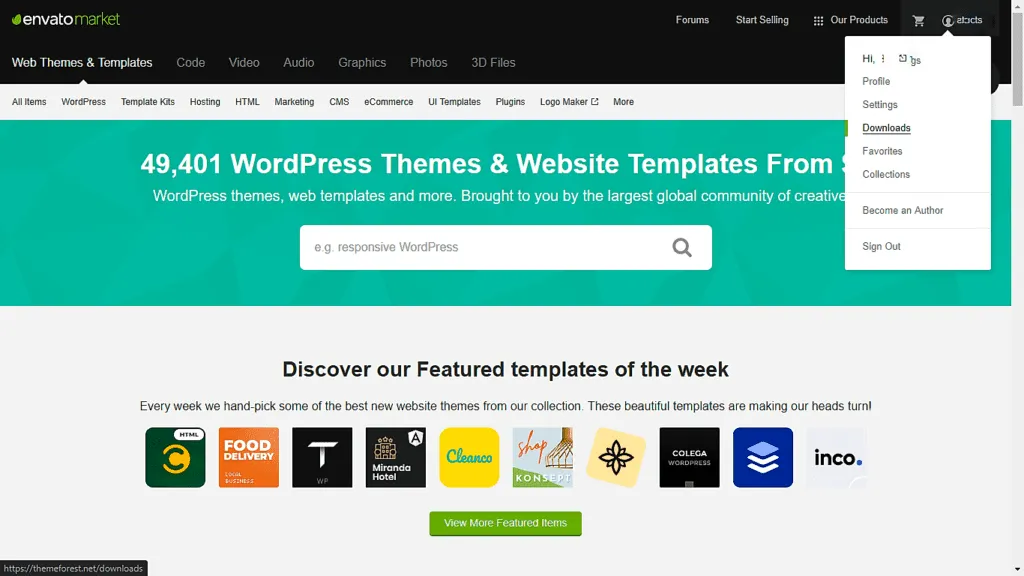 Laden Sie Themeforest für WordPress herunter – Schritt 1