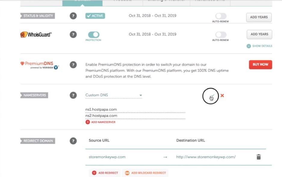 Ändern Sie Namecheap-Nameserver in die erhaltenen Nameserver. Bild 4