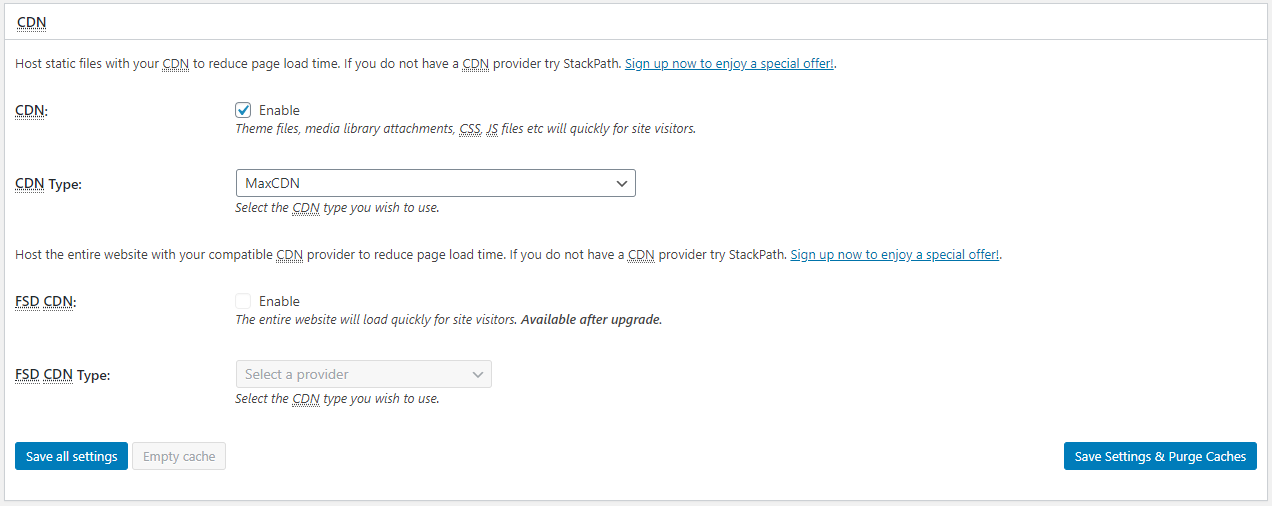 w3total cache cdn settings