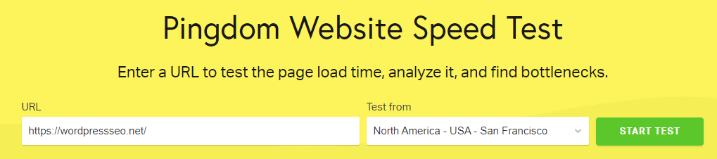 pingdom speed test