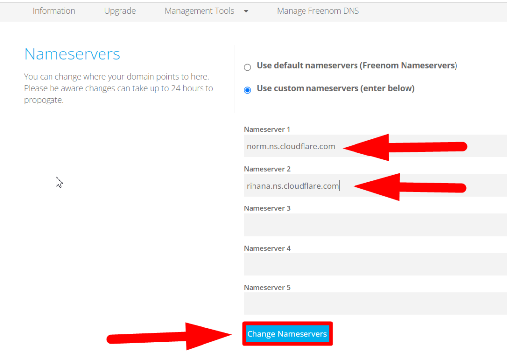 Alterar servidores de nomes - Redserverhost