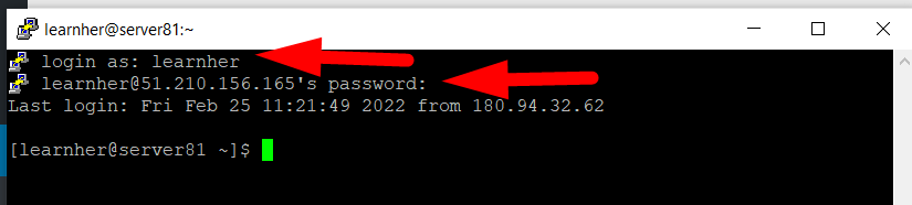 Melden Sie sich beim lokalen Server an