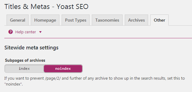 wordpress seo no index archives