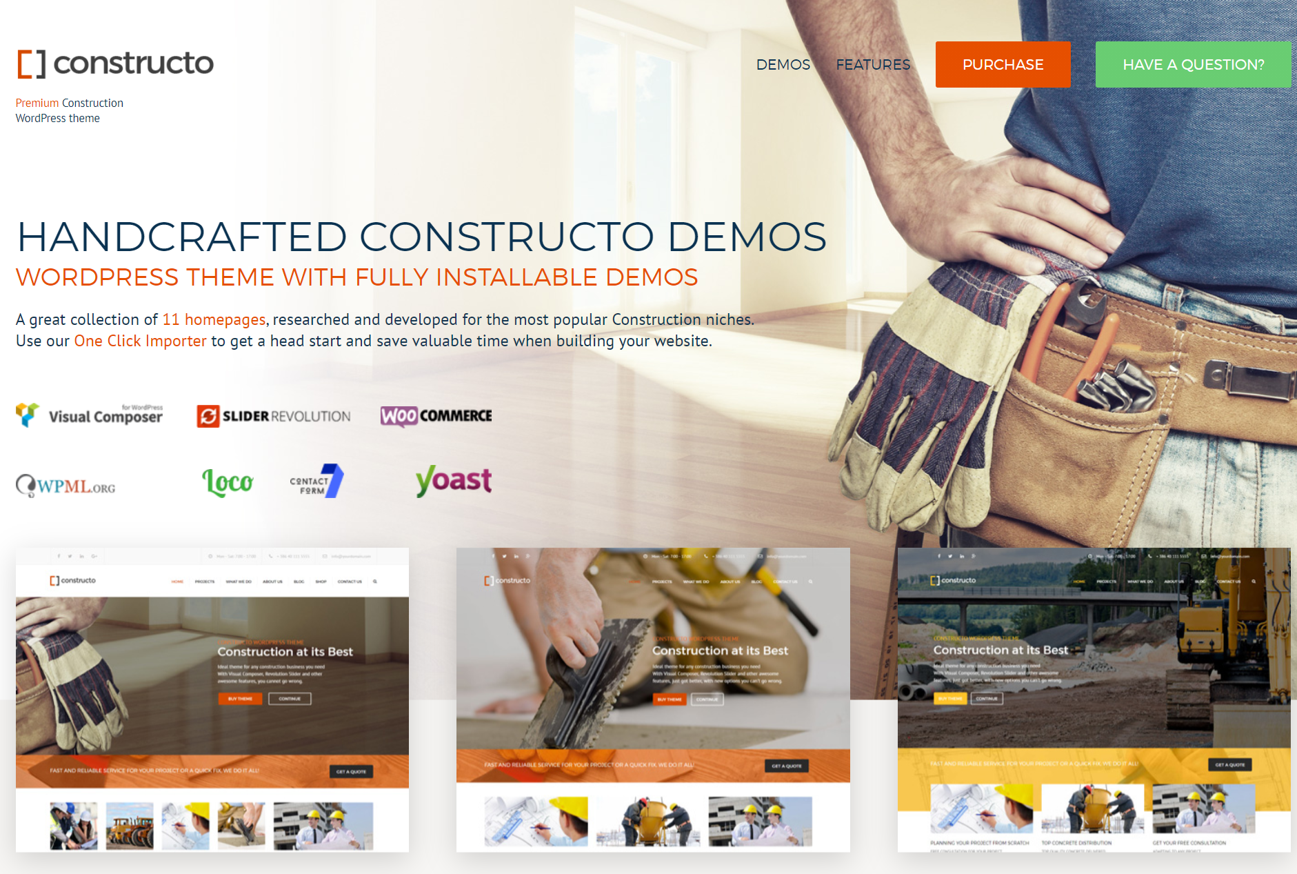 Constructo Premium Thème WordPress Construction