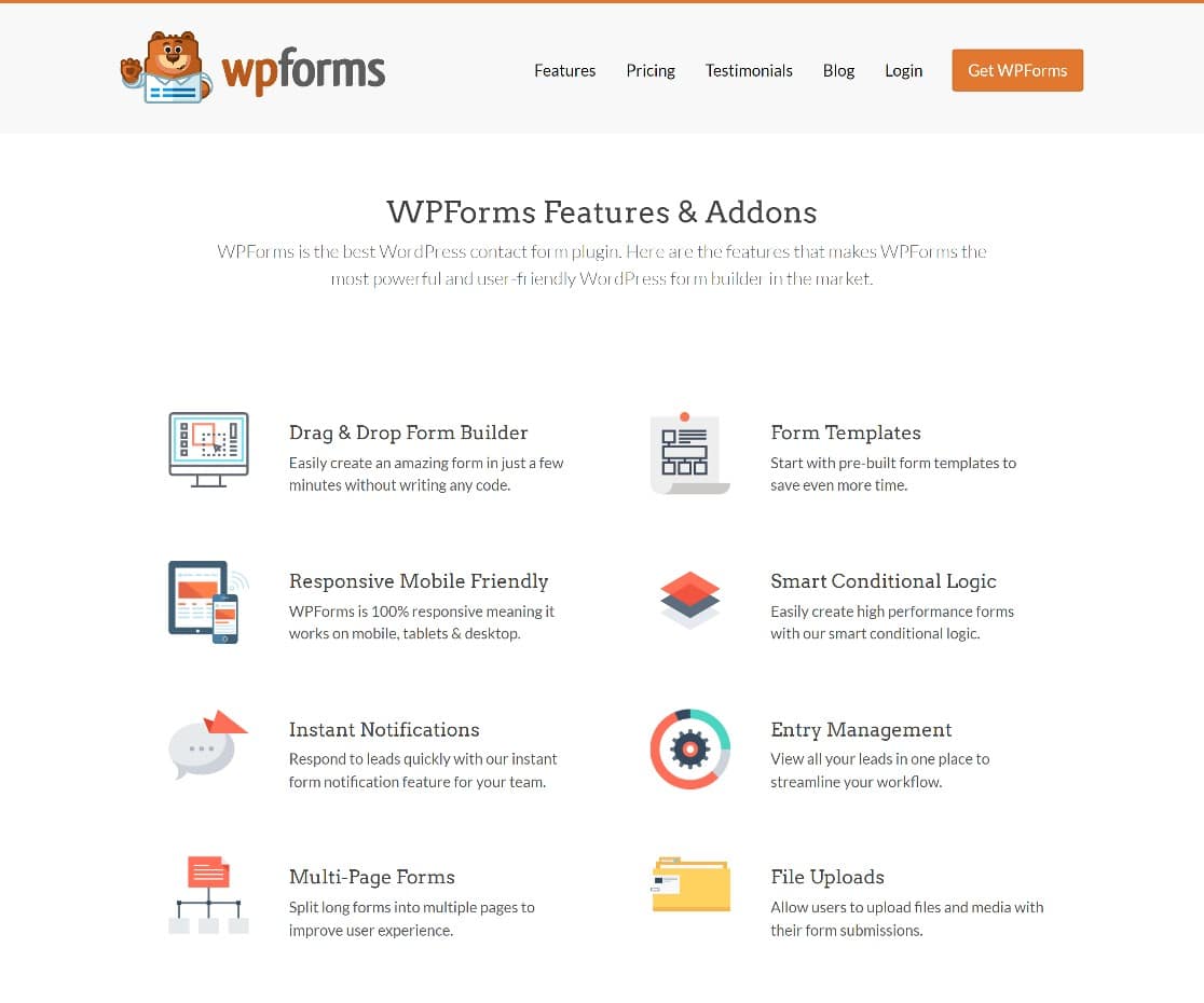 WPForms-Funktionen und Add-Ons