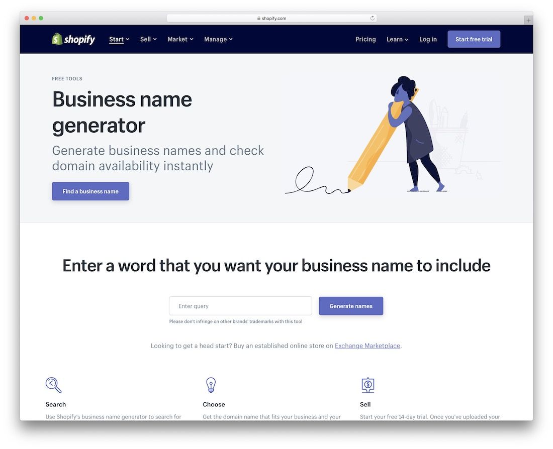 Shopify generador de nombres comerciales