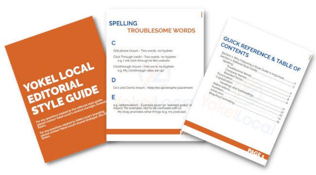 esempi di guida allo stile di scrittura: yokel local