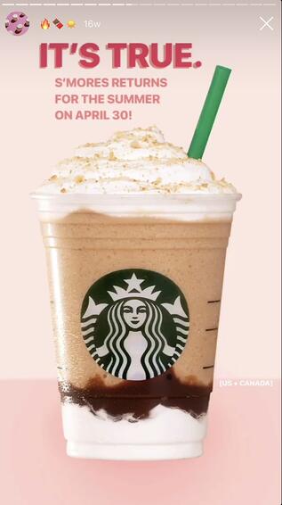 Starbucks ใช้คำถาม Instagram เพื่อประกาศการคืนสินค้า