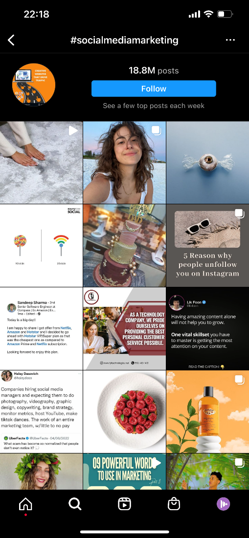 Instagram 上社交媒体营销标签的像。