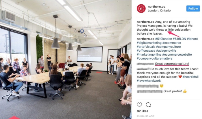 从 Northern.Co.的 Instagram 页面引起情绪反应的一个例子。 บัญชีผู้ใช้นี้เป็นส่วนตัว
