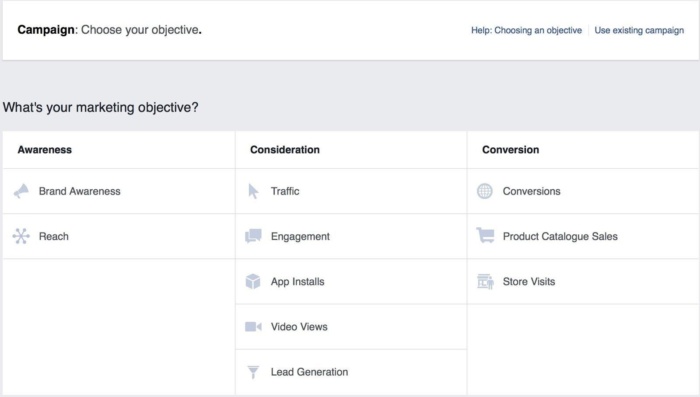 Facebook 广告中创建活动屏幕的像。