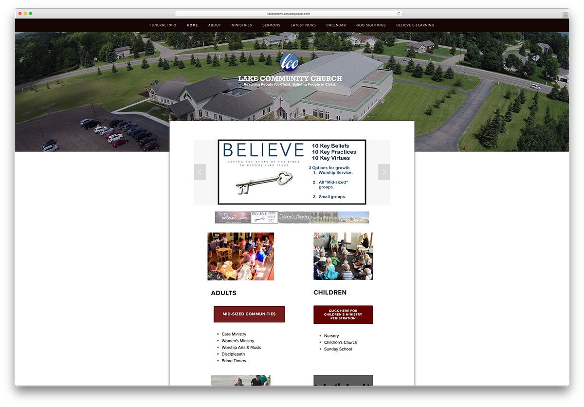 Lakecomm-squarespace-church-Website-Beispiel