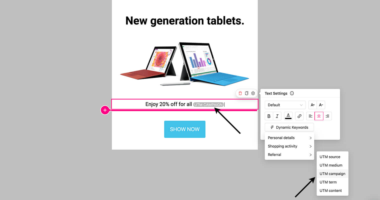 personalice el contenido con palabras clave dinámicas: personalice el contenido emergente con palabras clave dinámicas UTM