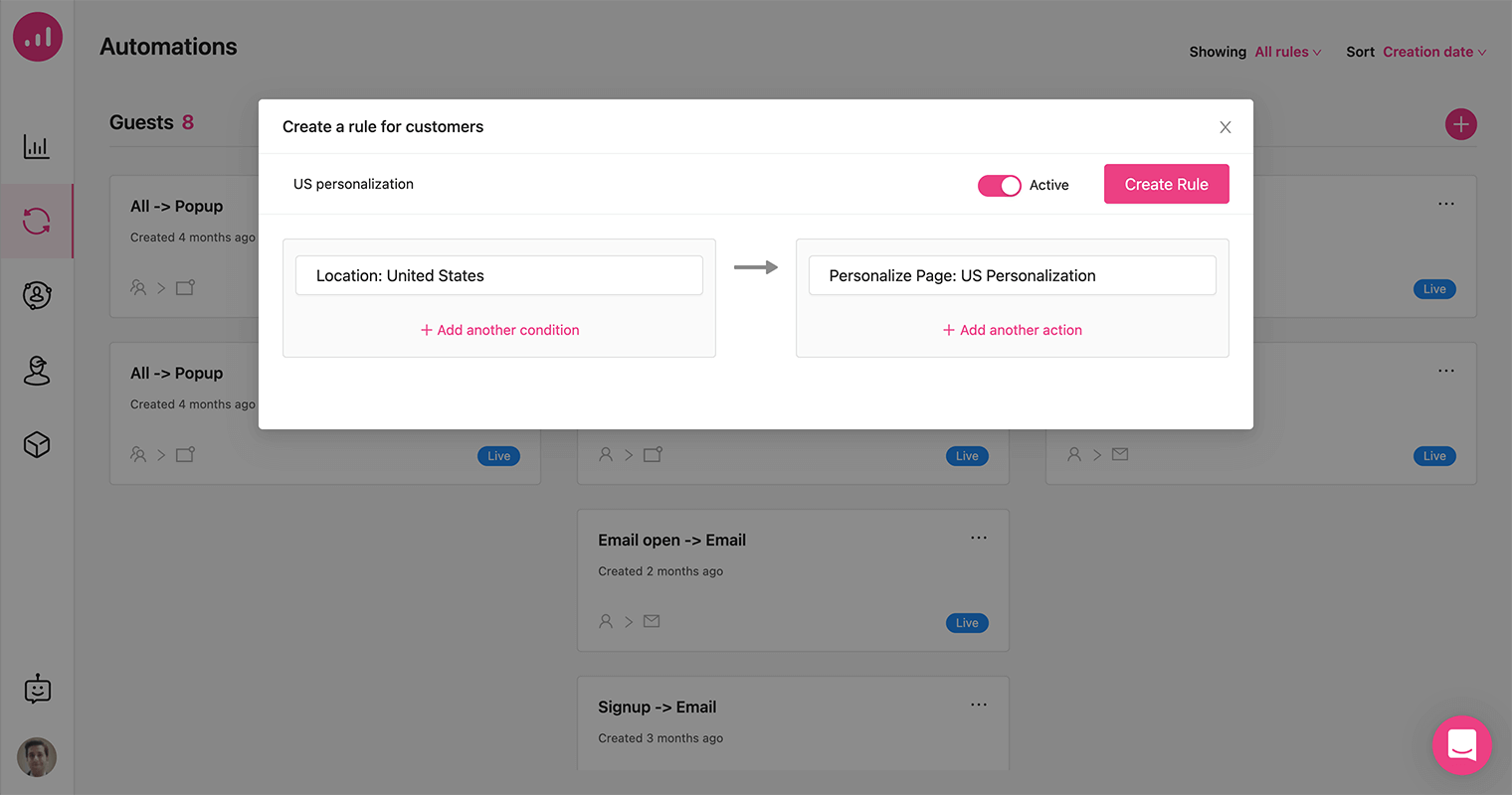 Tipi di campagne di marketing - Growmatik - Personalizza pagina