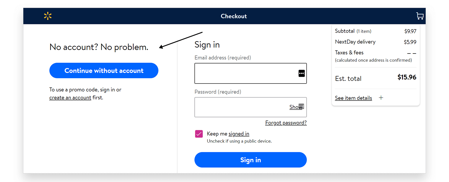 Szablony e-maili z porzuconym koszykiem - Walmart - Zakup gościa