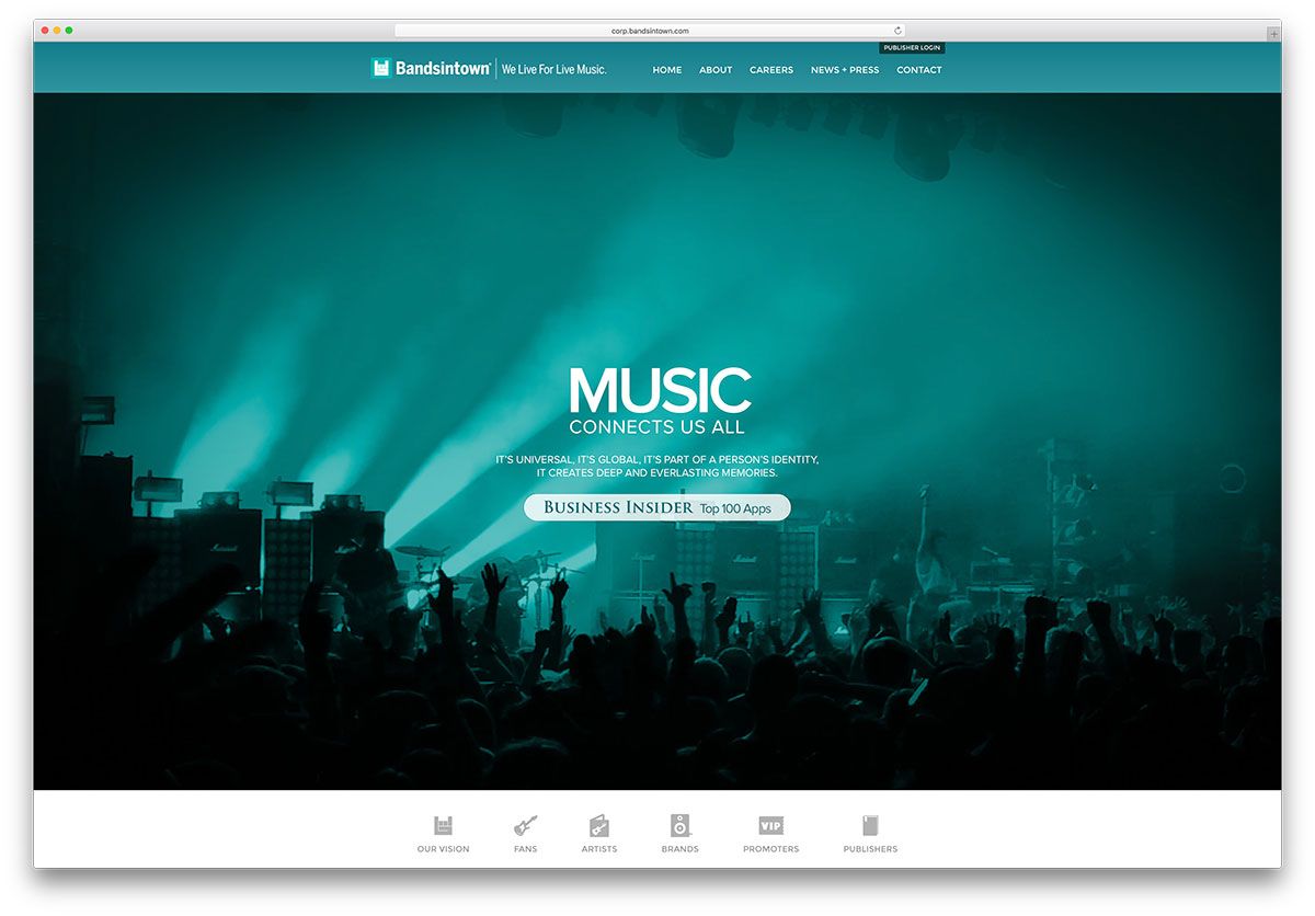 bandintown-移動應用程序登陸頁面