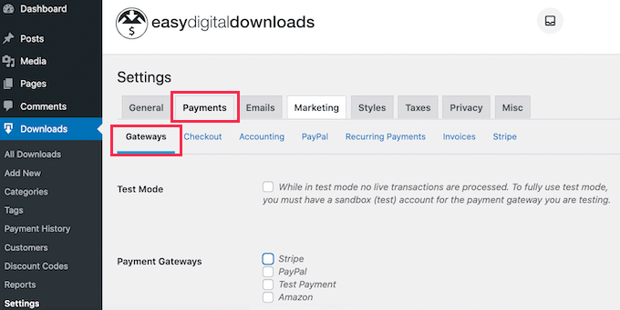 支払いゲートウェイを設定する Set up payment gateways