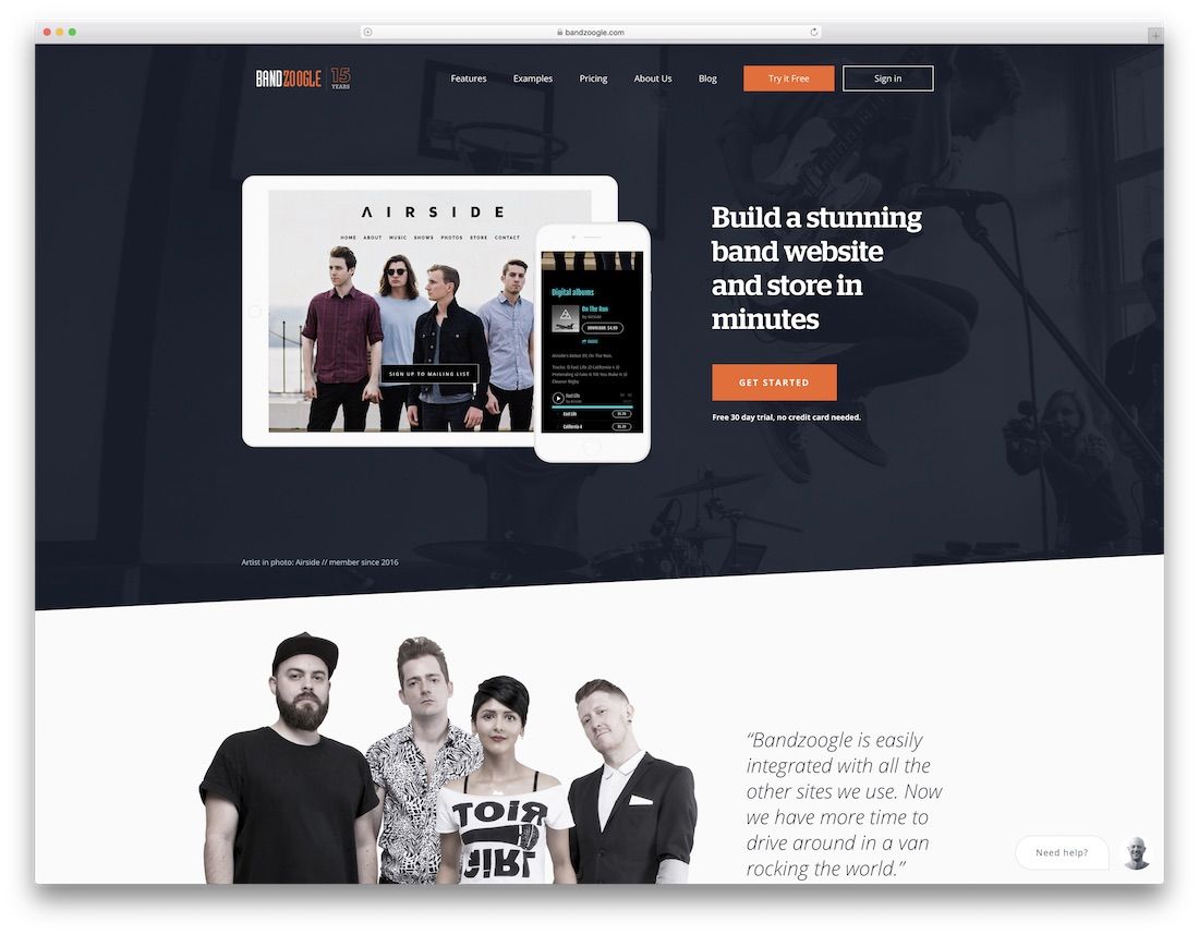 bandzoogle 音樂家網站建設者