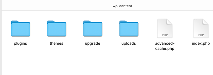 Di dalam folder konten-wp Inside wp-content folder
