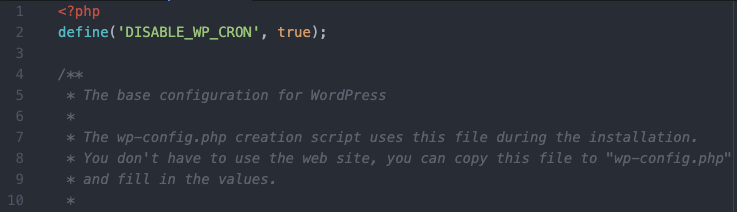 Wie deaktiviere ich WP-Cron in WordPress? 2 You disable WP-Cron in by adding the follow code to the top of your wp-config.php file: