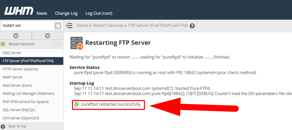 FTP Sunucusu Başarıyla Yeniden Başlatıldı