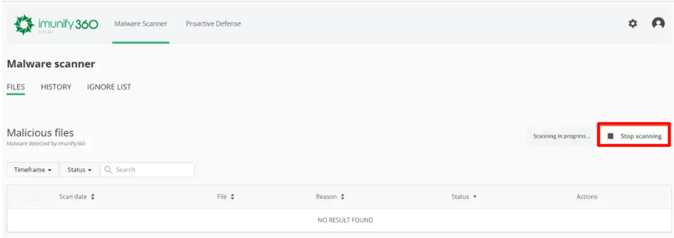 imunify'da Taramayı Durdur