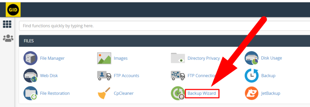 ส่วนตัวช่วยสร้างการสำรองข้อมูลใน cPanel