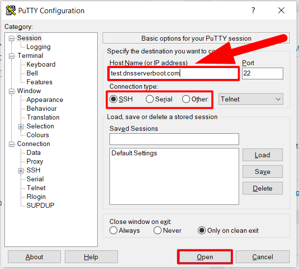 การกำหนดค่า PuTTY