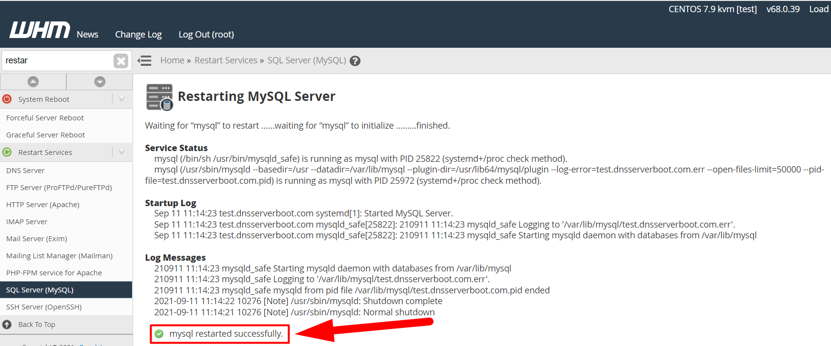 MySQL เริ่มต้นใหม่ได้สำเร็จ