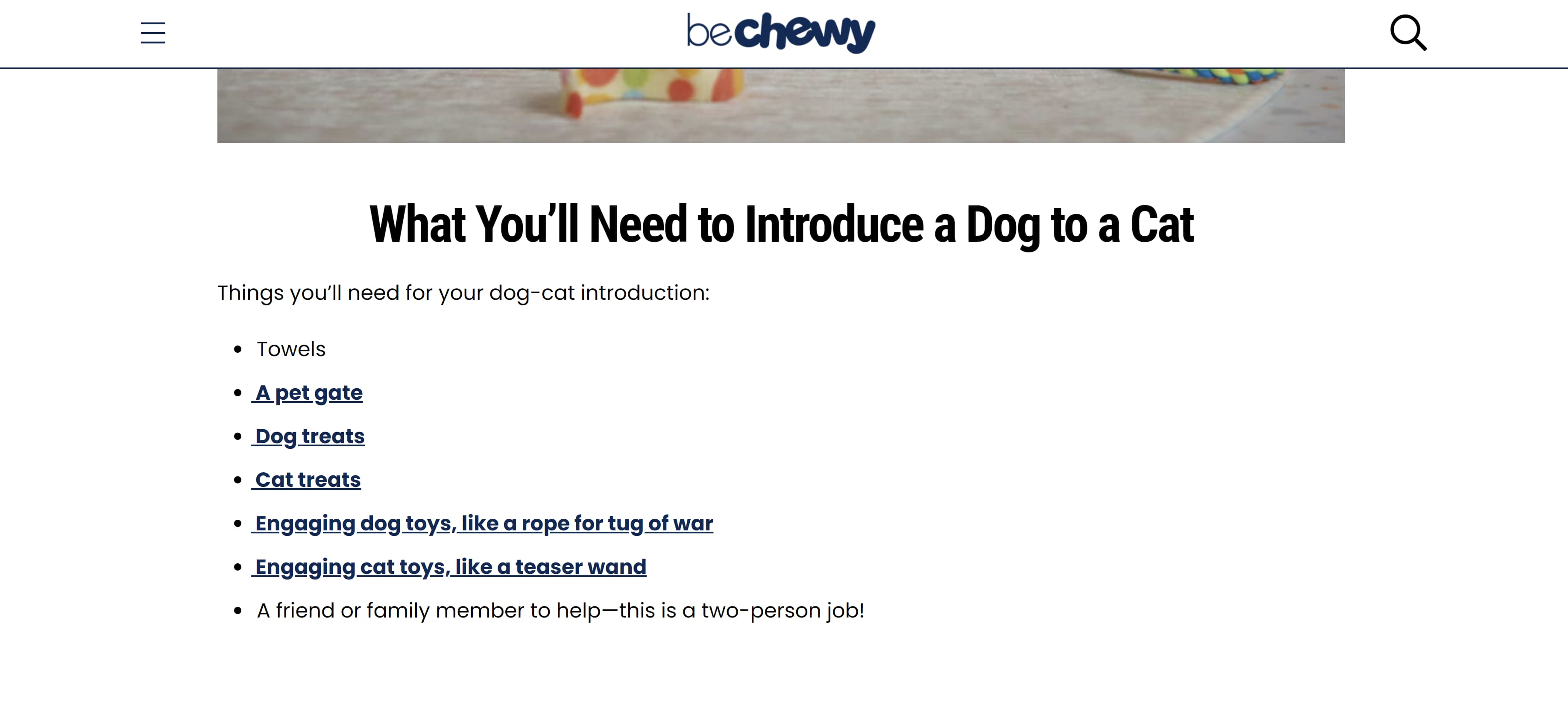 O blog BeChewy é um exemplo de marketing de conteúdo
