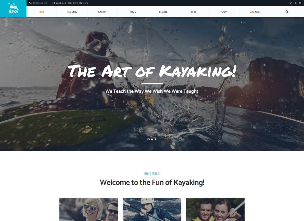 Kajak / Paddeln / Wassersport & Outdoor WordPress Theme