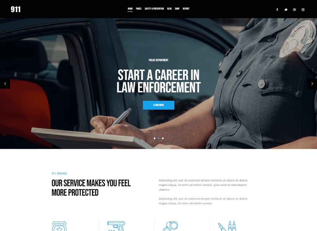 911 | Polis Karakolu ve İtfaiye Departmanı WordPress Teması