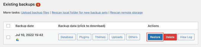 從 Google 雲端硬盤恢復您的網站 Restoring your site from Google Drive
