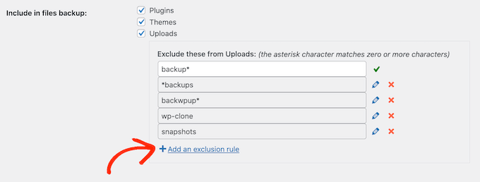 為 WordPress 備份創建排除規則 Creating exclusion rules for a WordPress backup