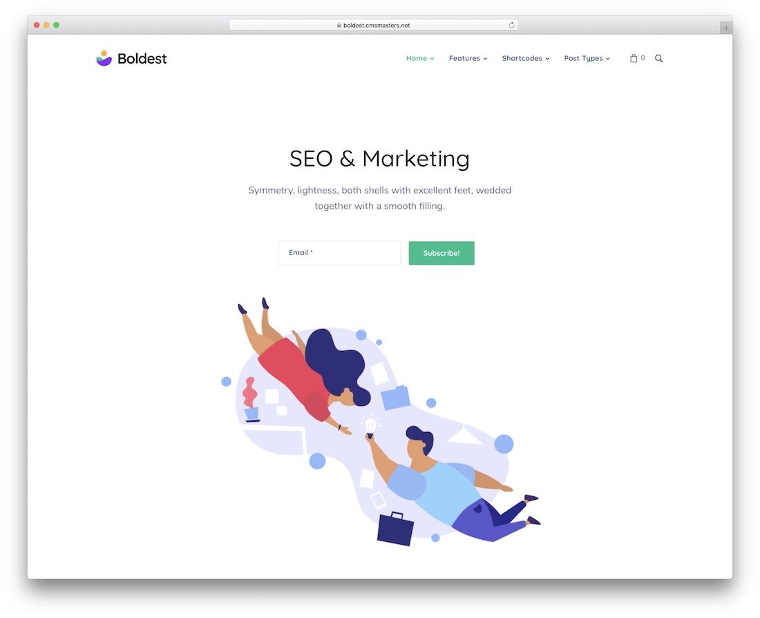 la plantilla de sitio web de marketing más audaz
